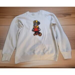 Disney Womens Minnie Mouse Handmade Applique White Sweatshirt Size Large